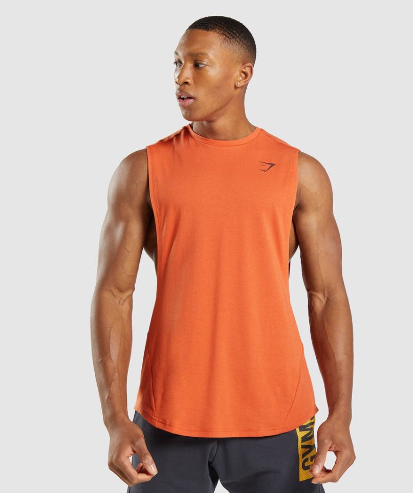 Men's Gymshark Bold Drop Arm Tanks Orange | NZ 0CQXBS